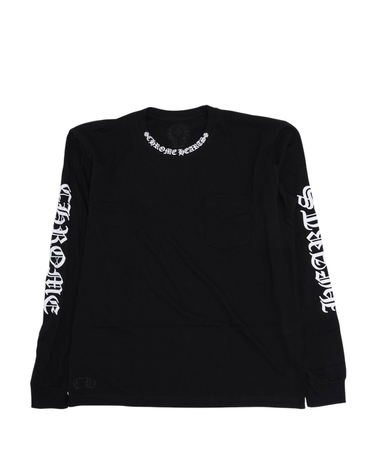 Chrome Hearts Neck Logo Long Sleeve Pocket T-Shirt Black White