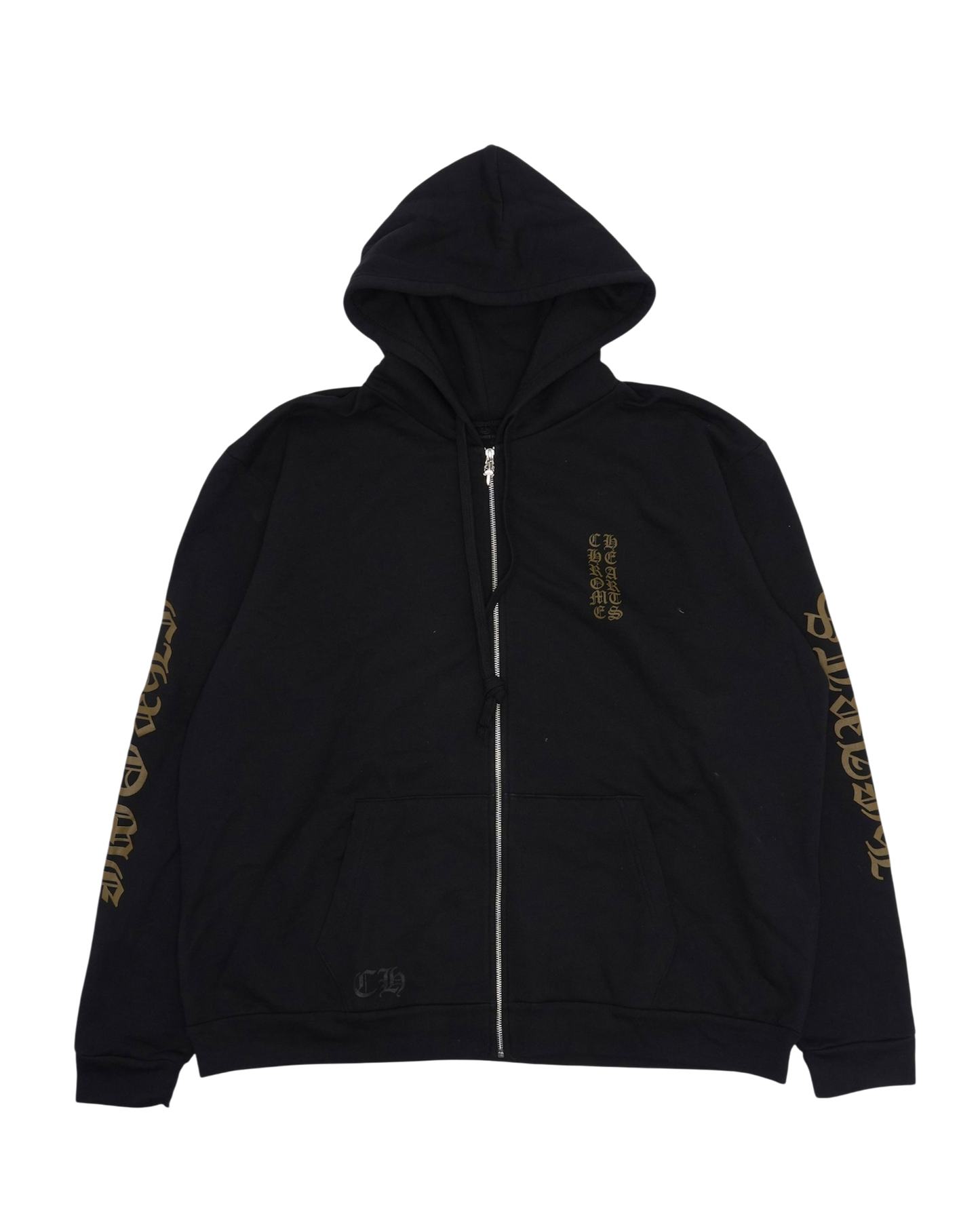 Chrome Hearts Vertical Logo Zip Up Hoodie Black Army Green